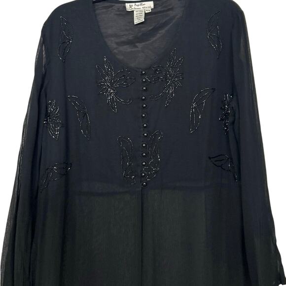 Papillon Dresses & Skirts - Y2K Sheer Black Beaded Duster Maxi Dress M Whimsigoth Indie Witchy Goth Overlay